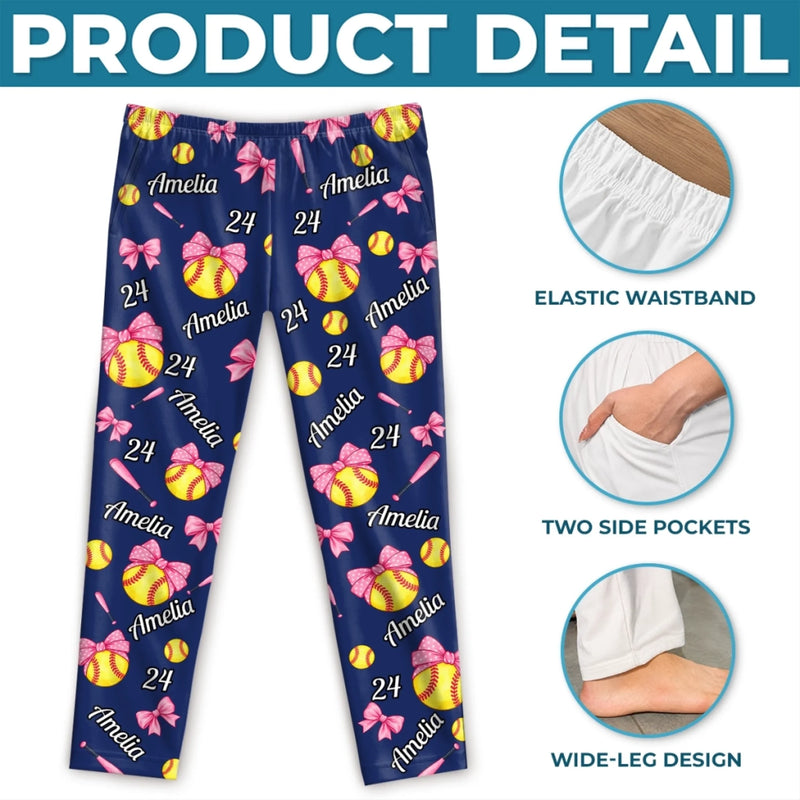 Personalized Pajama Pants - Gift For Baseball Lovers, Sport Lovers - Play With Heart