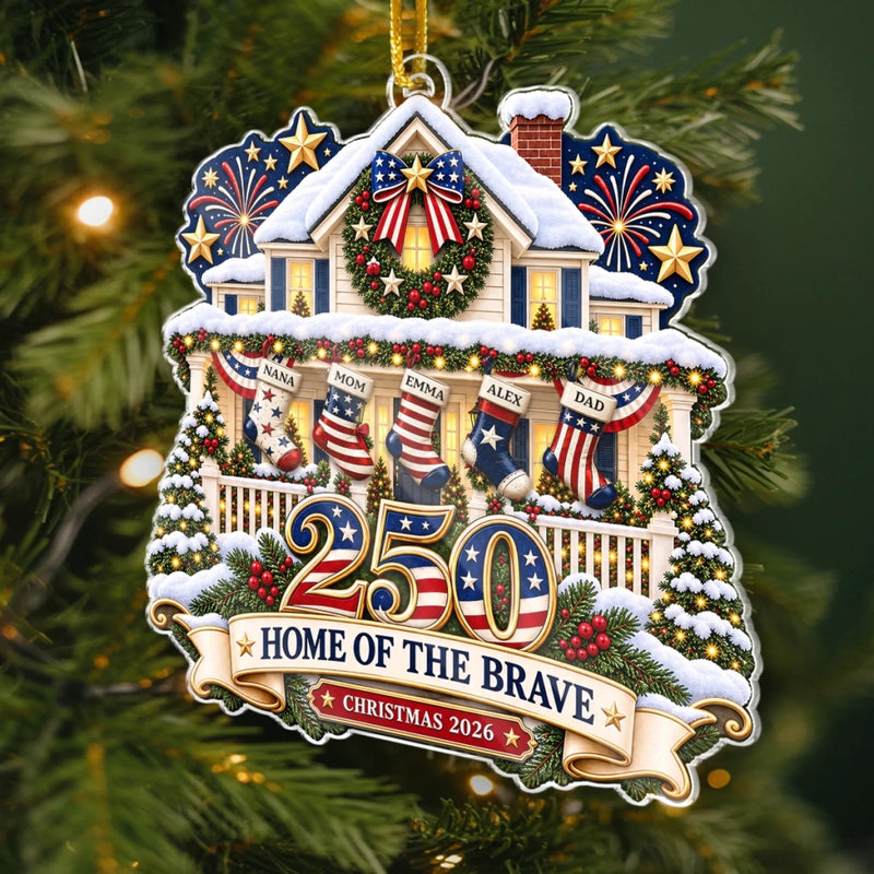 Personalized Acrylic Ornament – America 250th Anniversary Christmas Gift For Family – Born To Be Free