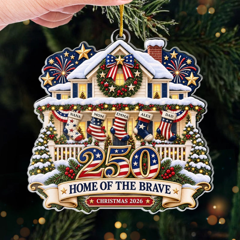Personalized Acrylic Ornament – America 250th Anniversary Christmas Gift For Family – Born To Be Free
