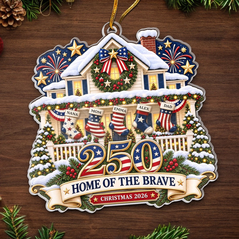 Personalized Acrylic Ornament – America 250th Anniversary Christmas Gift For Family – Born To Be Free