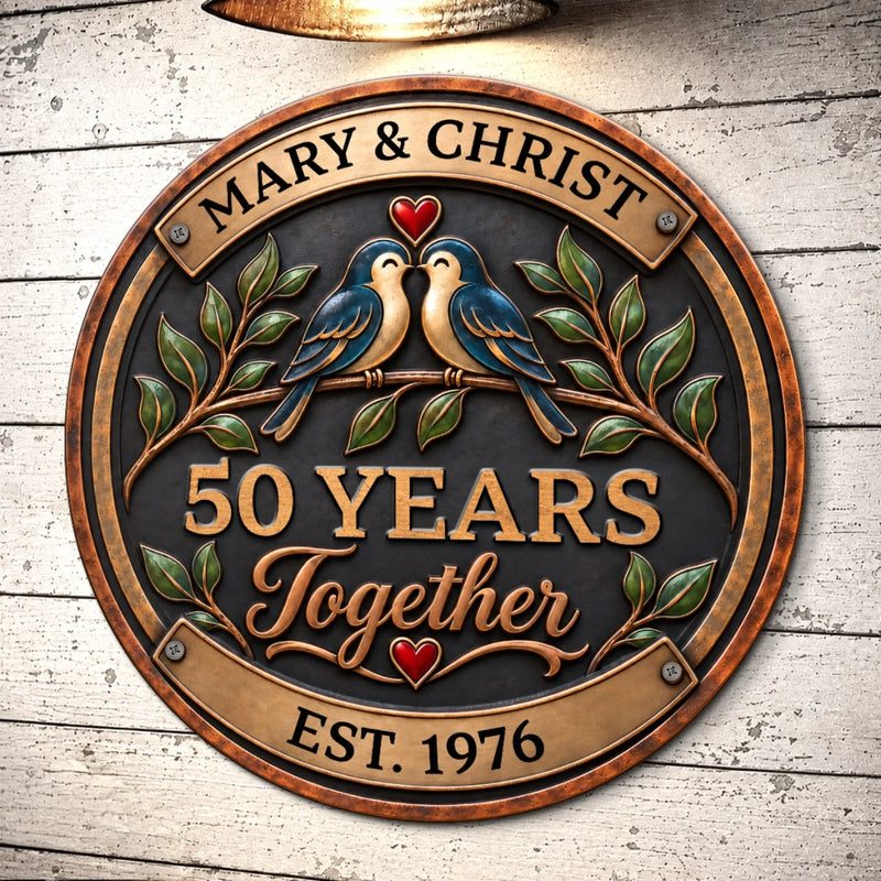 Personalized Shaped Metal Sign - Anniversary Gift For Couple - Many Years Together