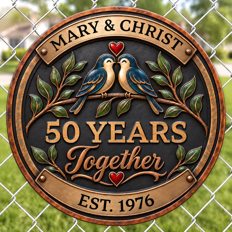 Personalized Shaped Metal Sign - Anniversary Gift For Couple - Many Years Together