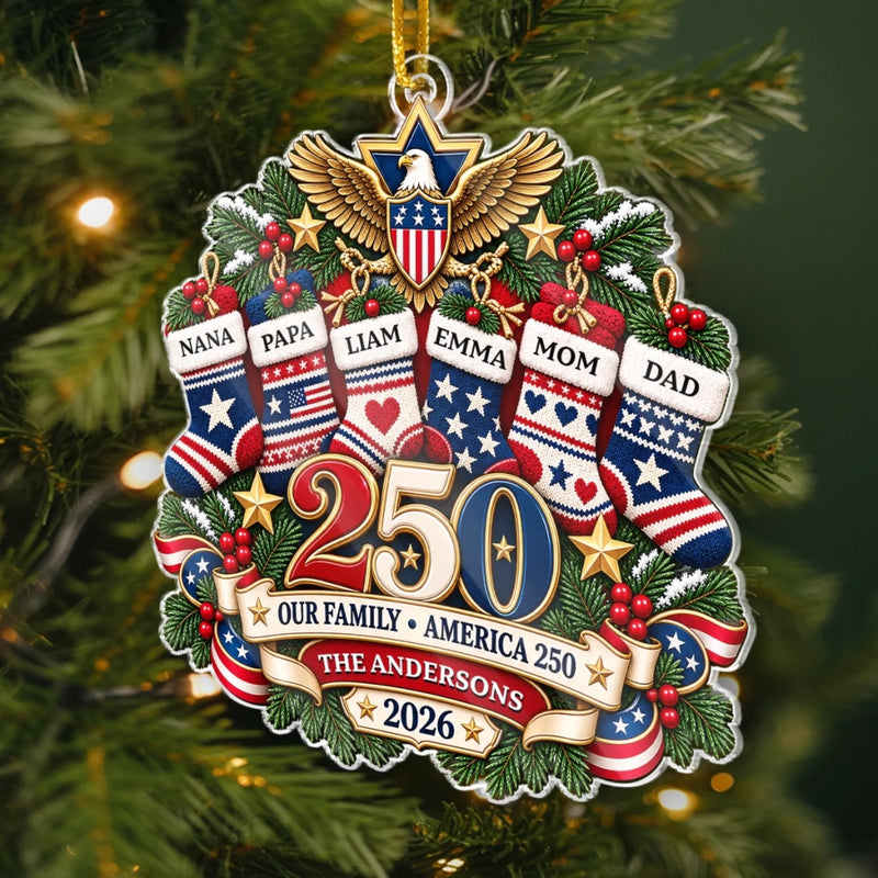 Personalized Acrylic Ornament – America 250th Anniversary Christmas Gift For Family – Made For Freedom
