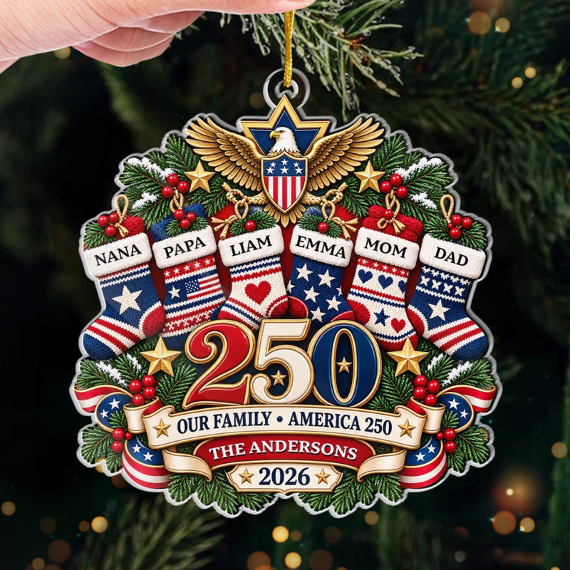 Personalized Acrylic Ornament – America 250th Anniversary Christmas Gift For Family – Made For Freedom