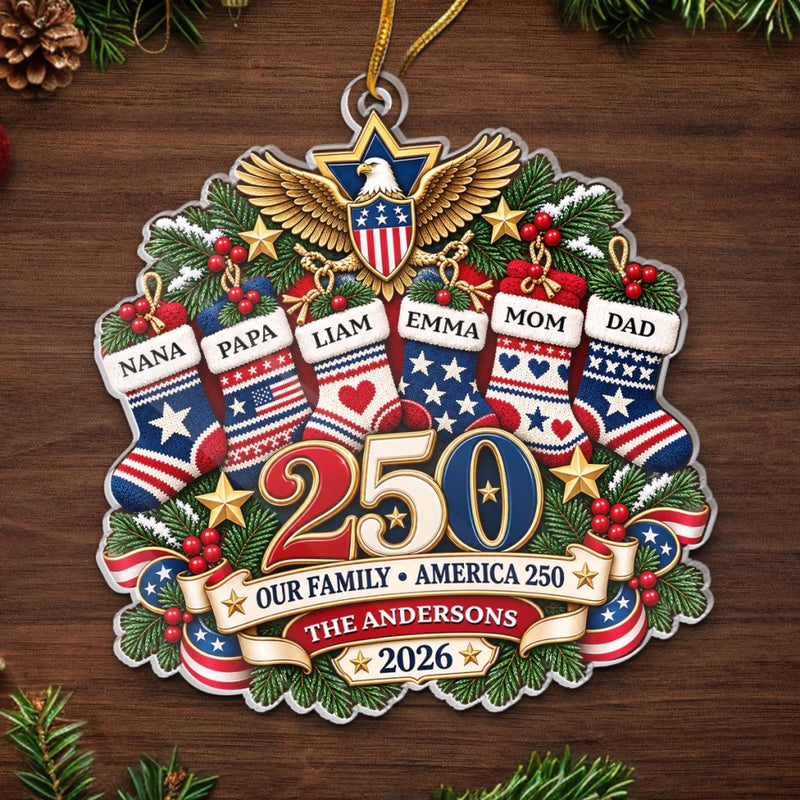 Personalized Acrylic Ornament – America 250th Anniversary Christmas Gift For Family – Made For Freedom