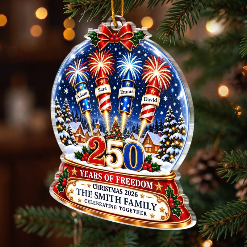 Personalized Acrylic Ornament – America 250th Anniversary Christmas Gift For Family – Celebrating Freedom Together