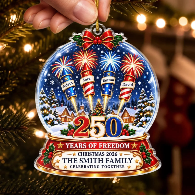 Personalized Acrylic Ornament – America 250th Anniversary Christmas Gift For Family – Celebrating Freedom Together