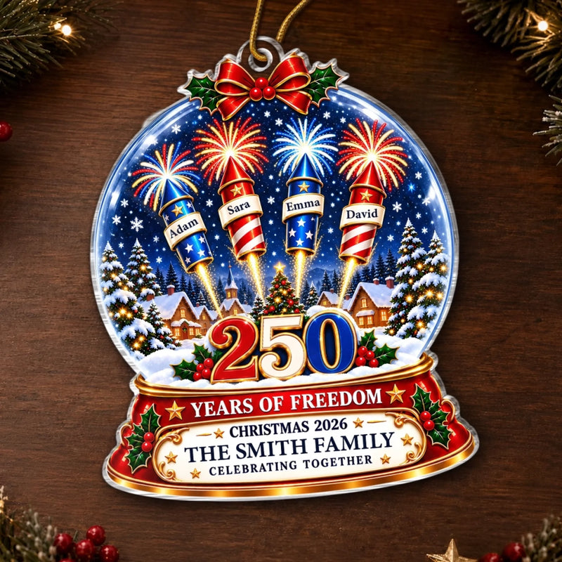 Personalized Acrylic Ornament – America 250th Anniversary Christmas Gift For Family – Celebrating Freedom Together