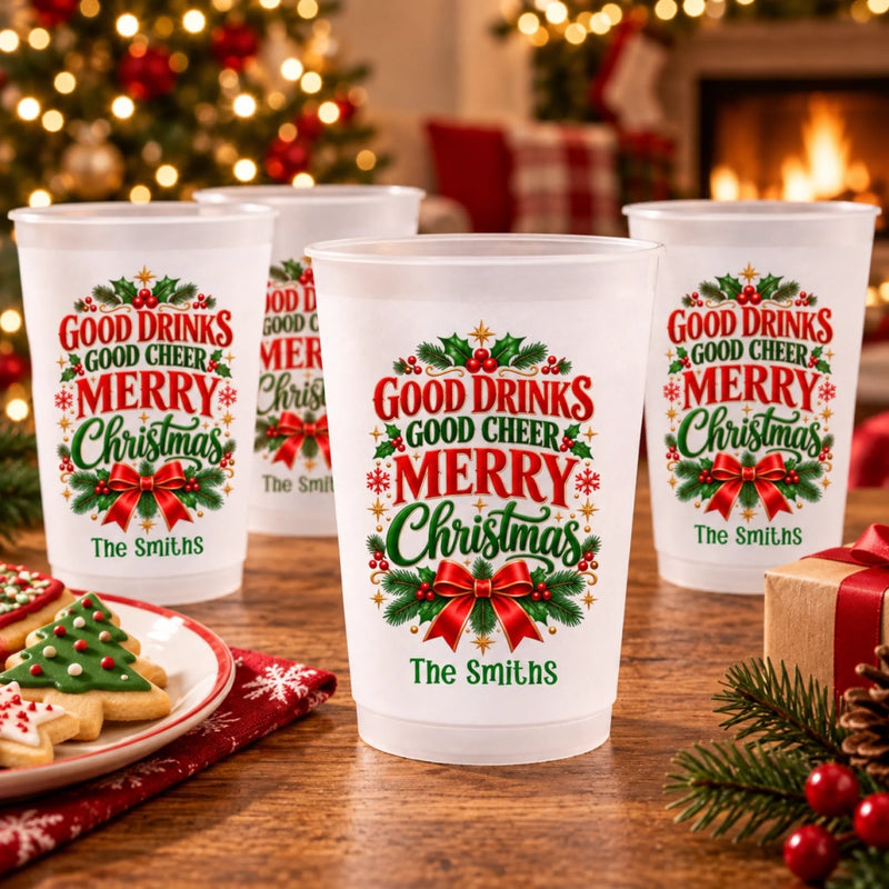Personalized Party Cups - Christmas Gift For Family - Our Name, Our Christmas