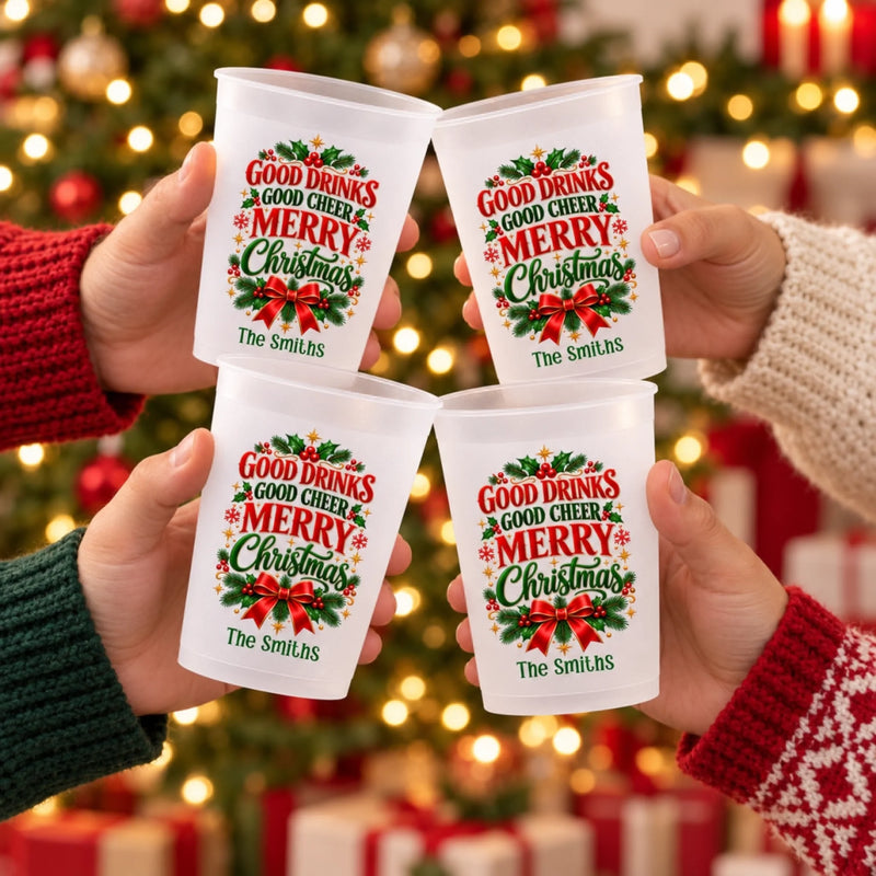 Personalized Party Cups - Christmas Gift For Family - Our Name, Our Christmas