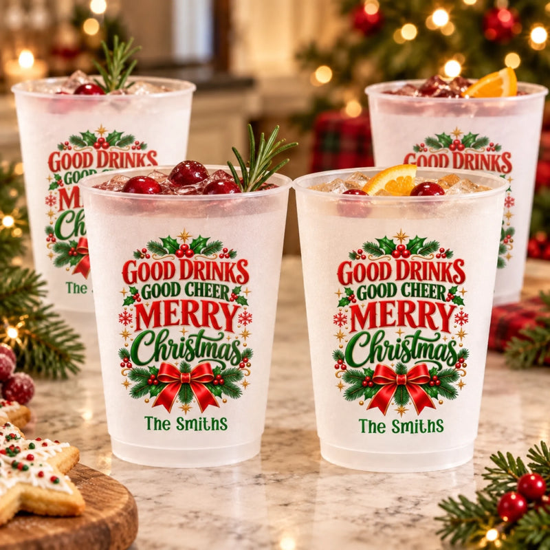 Personalized Party Cups - Christmas Gift For Family - Our Name, Our Christmas