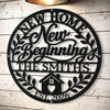 Personalized Shaped Metal Sign - Housewarming Gift for New Homeowners, Family - For A New Beginning