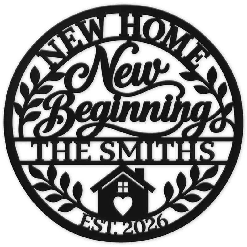 Personalized Shaped Metal Sign - Housewarming Gift for New Homeowners, Family - For A New Beginning