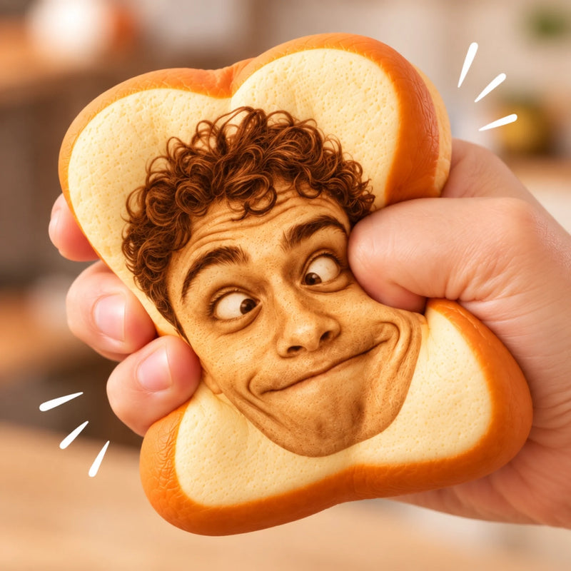 Personalized Photo Toast Squishy Toy – Funny Gifts For Family, Friends – Your Face On Toast