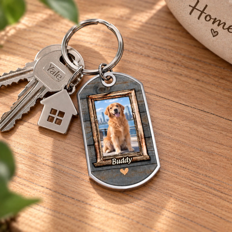 Personalized Photo Keychain - Sympathy Gift For Pet Lovers - My Heart Changed Forever