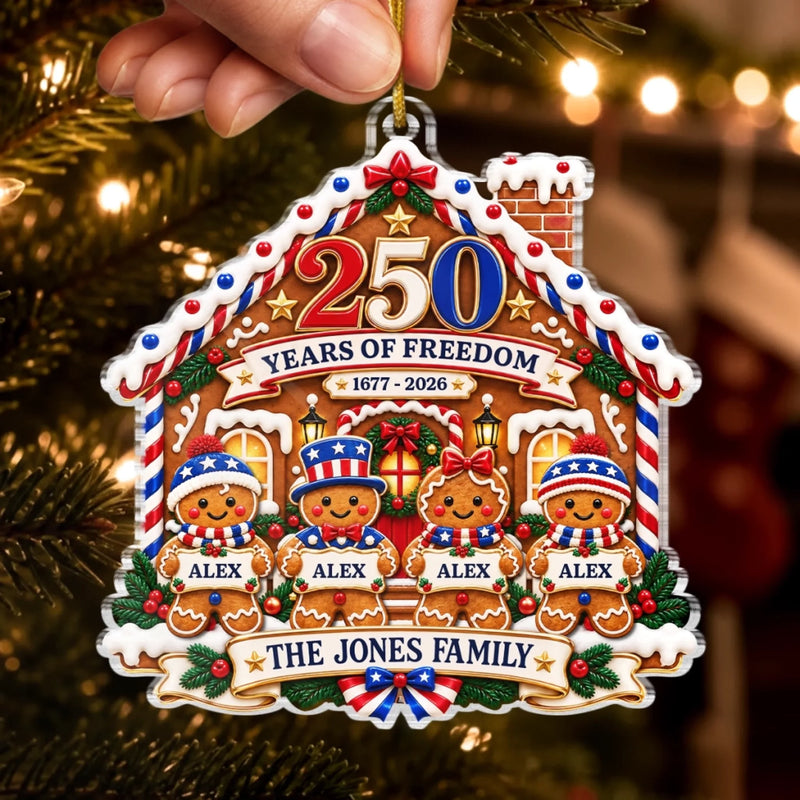 Personalized Acrylic Ornament – America 250th Anniversary Christmas Gift For Family – Proud For Years