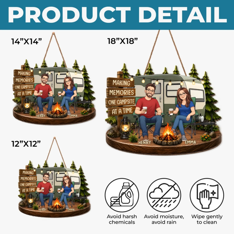 Personalized Photo Wood Sign - Anniversary Gift for Couple, Camping Lovers - Making Memories
