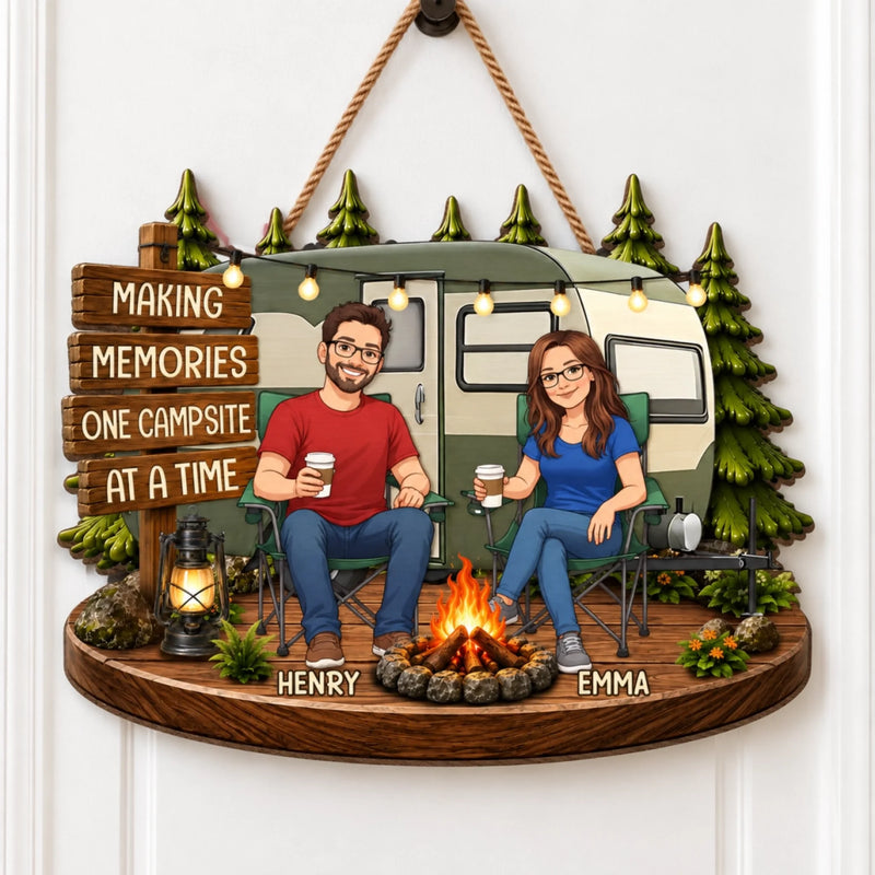 Personalized Photo Wood Sign - Anniversary Gift for Couple, Camping Lovers - Making Memories