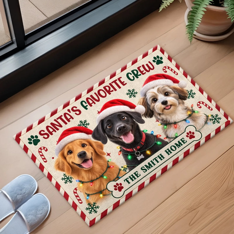 Personalized Photo Shaped Doormat - Christmas Gift For Pet Lovers - Santa's Favorite Crew