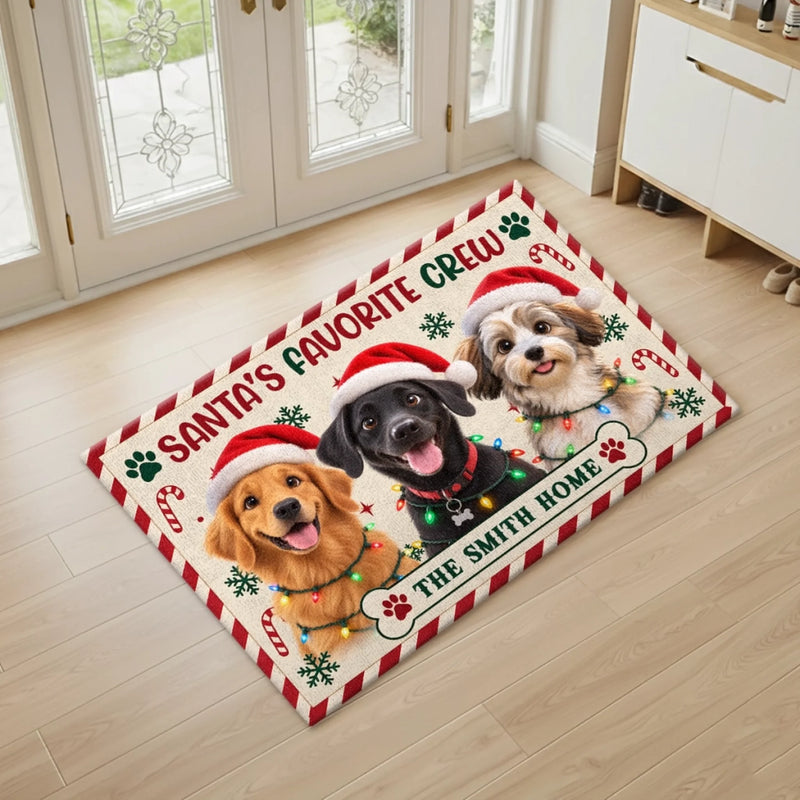 Personalized Photo Shaped Doormat - Christmas Gift For Pet Lovers - Santa's Favorite Crew