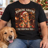 Personalized Photo Comfort T-Shirt - Christmas Gift For Pet Lovers - Barking Around Christmas Tree
