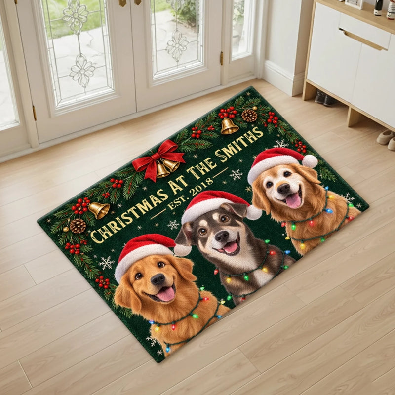 Personalized Photo Shaped Doormat - Christmas Gift For Pet Lovers - Christmas At Our Pawlace