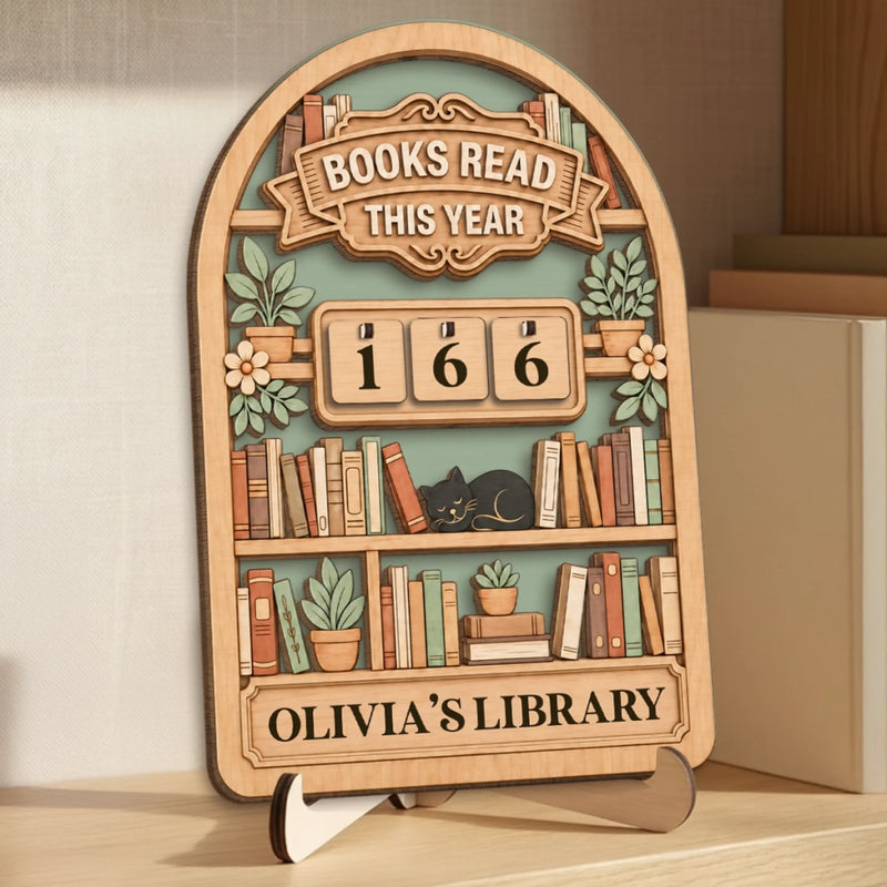 Personalized Wooden Tracker Sign – Gift For Book Lovers – Pages Of The Year