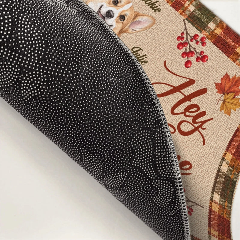 Personalized Photo Home Decor Decorative Mat – Christmas Gift For Pet Lovers – Hey There Fluffy Friends