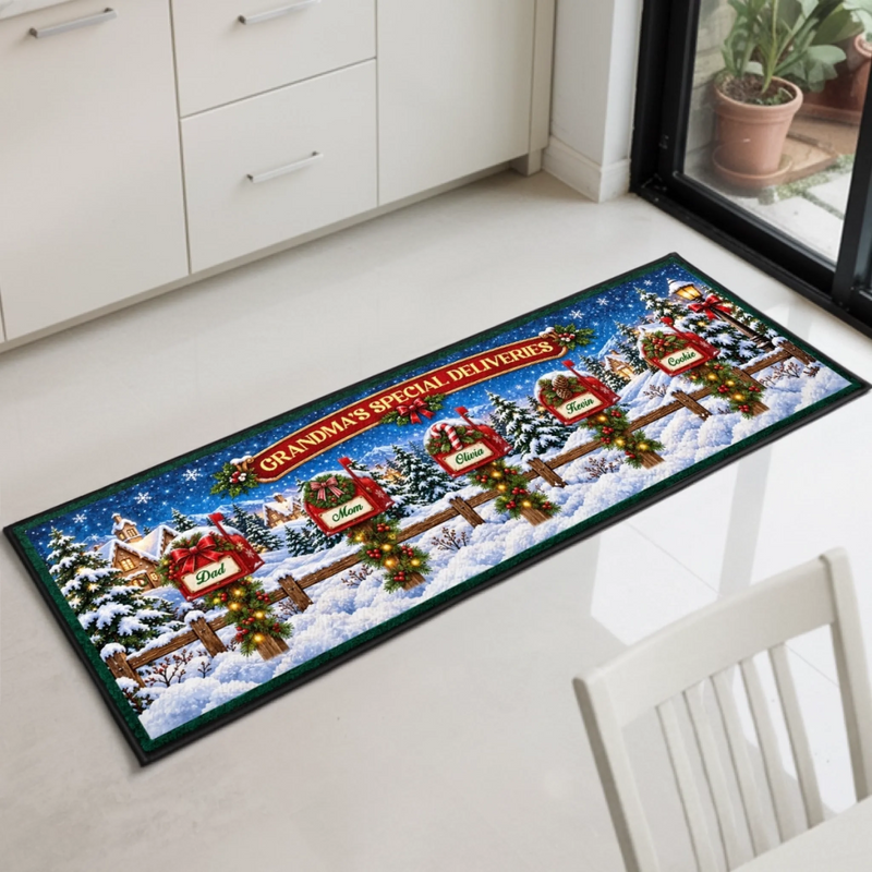 Personalized Runner Rug - Christmas Gift For Grandma, Family - Grandma’s Special Deliveries