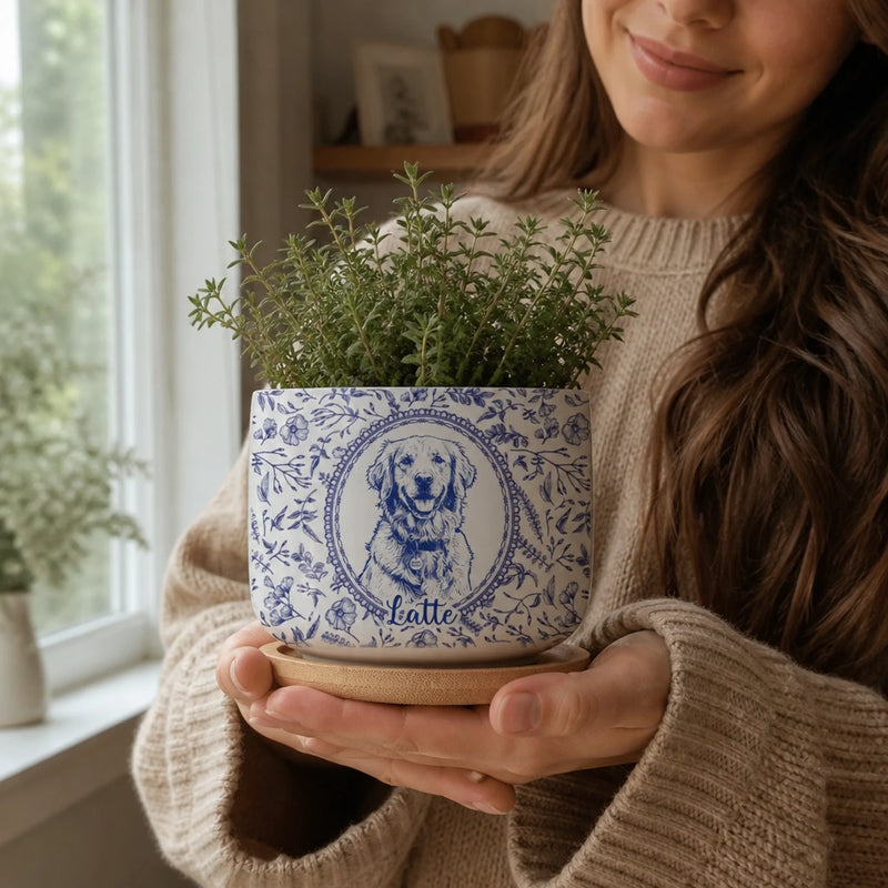 Personalized Photo Ceramic Plant Pot - Sympathy Gift For Pet Lovers - You Are Deeply Missed