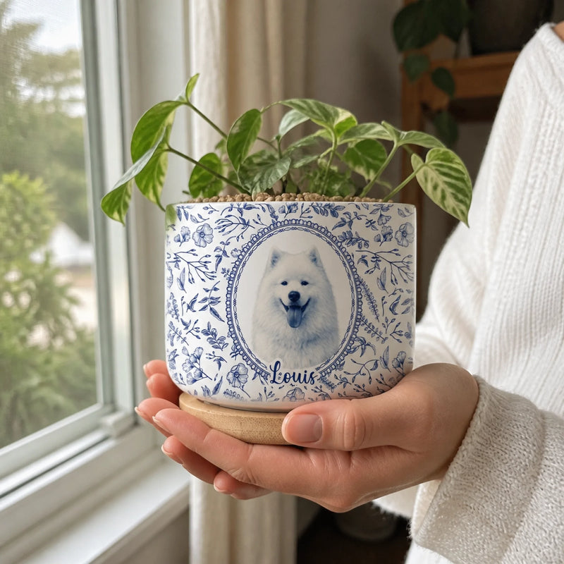 Personalized Photo Ceramic Plant Pot - Sympathy Gift For Pet Lovers - Forever Part Of Me