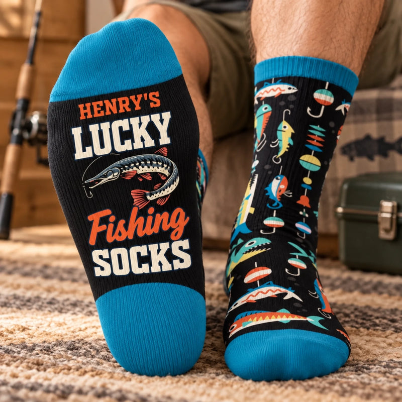 Personalized Crew Socks – Gift for Fishing Lovers – Lucky Fishing