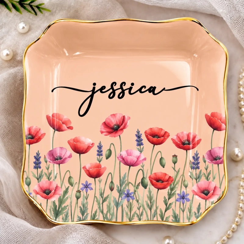 Personalized Jewelry Dish - Birthday Gift For Sister, Bestie, Best Friend - Petals, Pearls And Pretty Things
