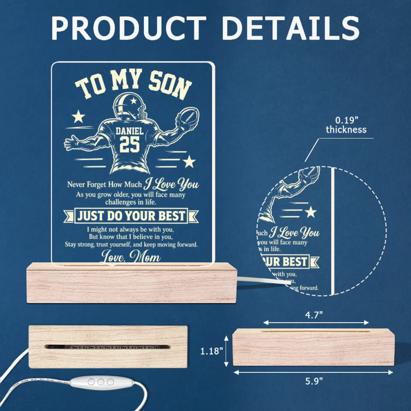 Personalized Acrylic LED Light - Gift For Son, Grandson, American Football Lovers - Always Believe In Yourself