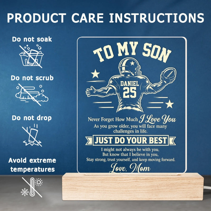 Personalized Acrylic LED Light - Gift For Son, Grandson, American Football Lovers - Always Believe In Yourself