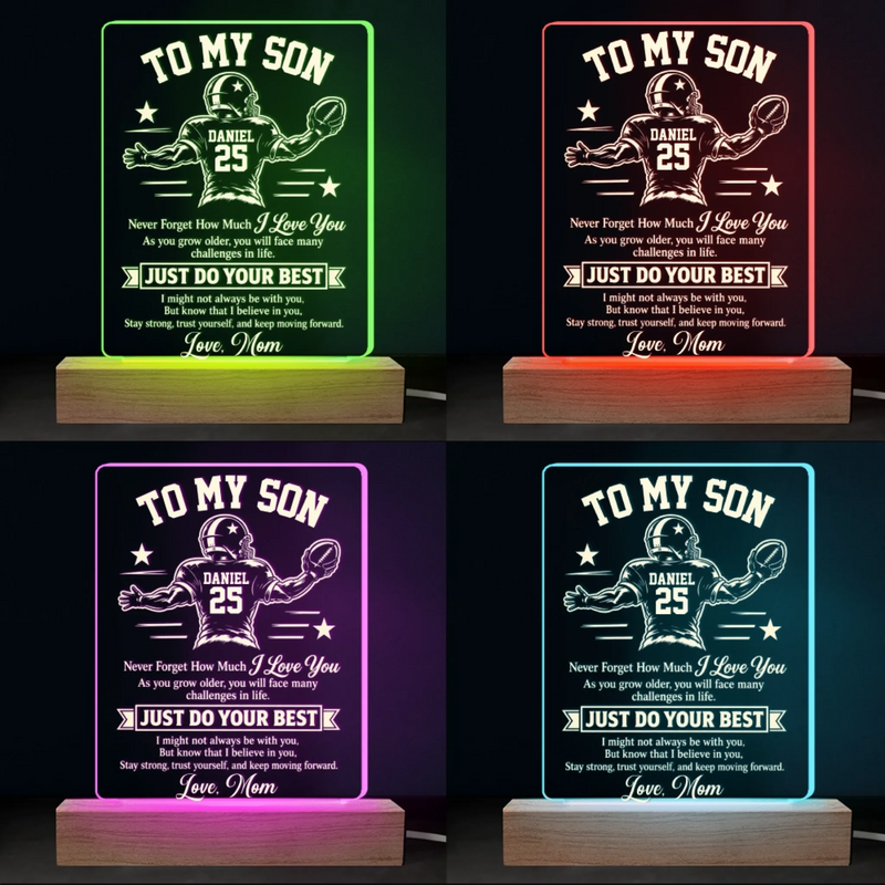 Personalized Acrylic LED Light - Gift For Son, Grandson, American Football Lovers - Always Believe In Yourself