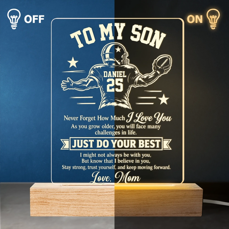 Personalized Acrylic LED Light - Gift For Son, Grandson, American Football Lovers - Always Believe In Yourself