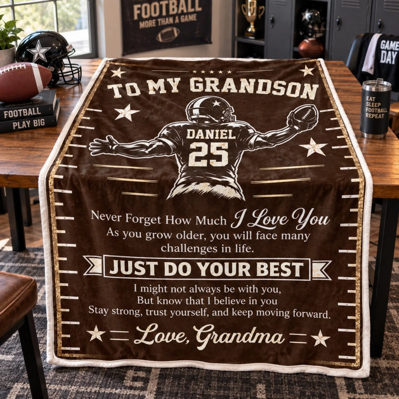 Personalized Blanket - Birthday Gift For Grandson, Son - Always Believe In Yourself