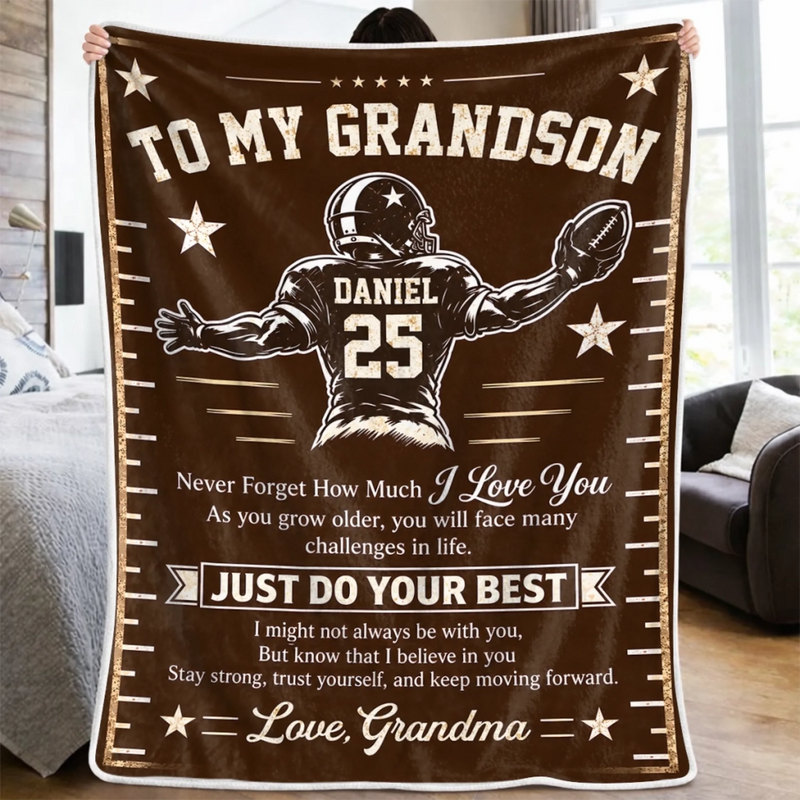 Personalized Blanket - Birthday Gift For Grandson, Son - Always Believe In Yourself