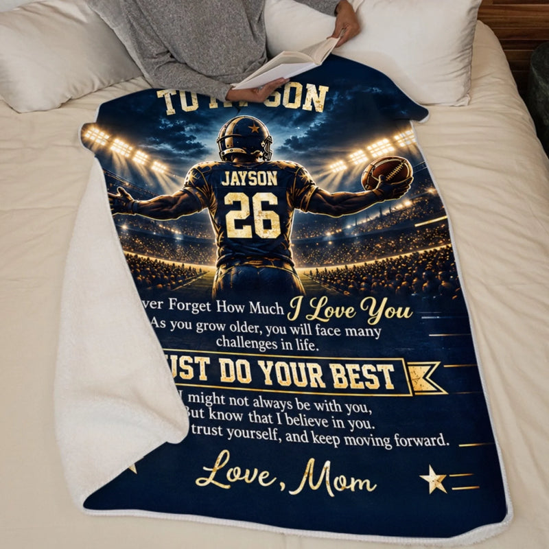 Personalized Blanket - Birthday Gift For Grandson, Son - Keep Going Keep Growing