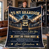 Personalized Blanket - Birthday Gift For Grandson, Son - Keep Going Keep Growing
