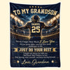 Personalized Blanket - Birthday Gift For Grandson, Son - Keep Going Keep Growing