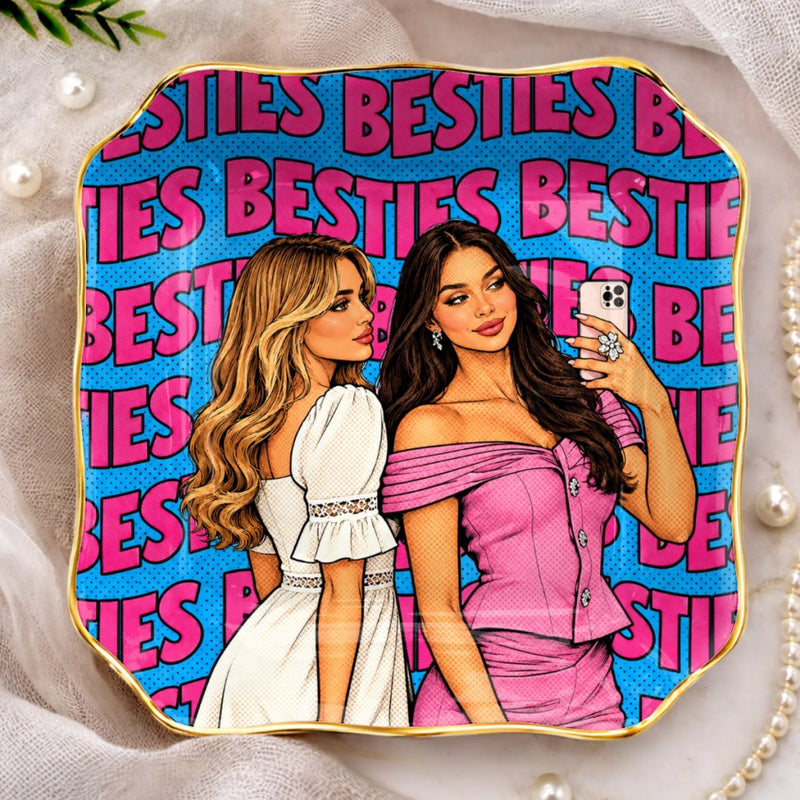Personalized Photo Jewelry Dish - Birthday Gift For Sister, Bestie, Best Friend - Slay All Day Bestie