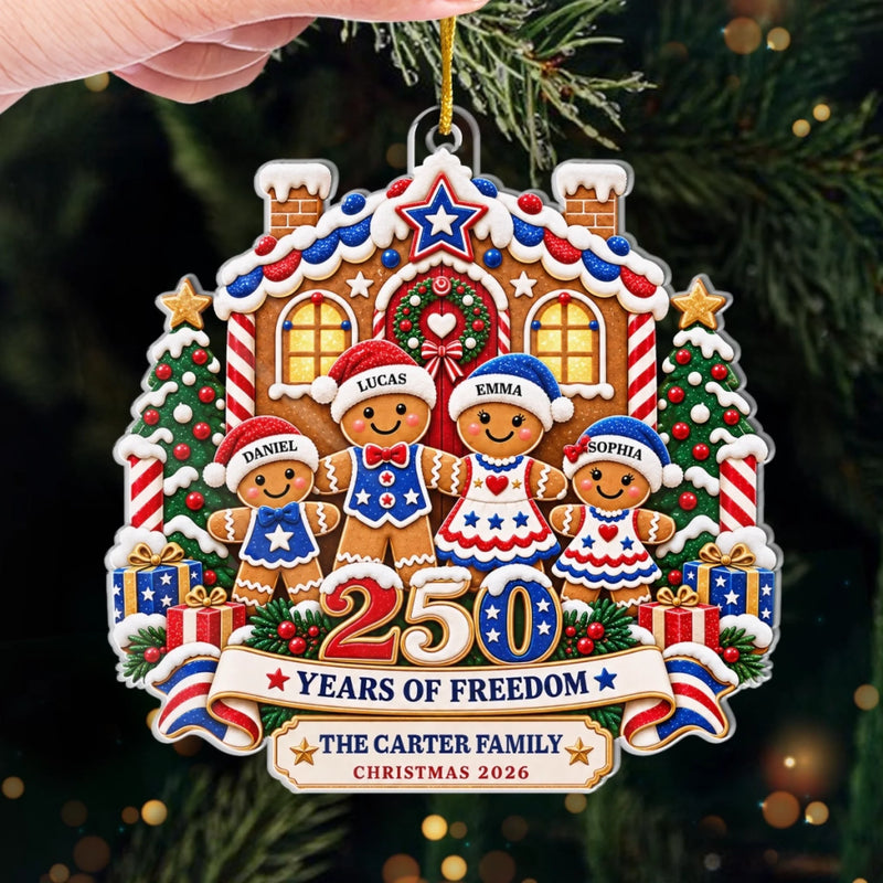Personalized Acrylic Ornament – America 250th Anniversary Christmas Gift For Family – Freedome For Years