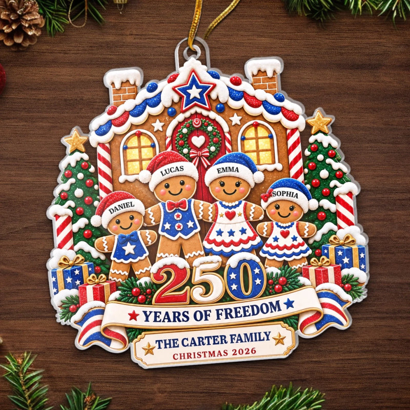 Personalized Acrylic Ornament – America 250th Anniversary Christmas Gift For Family – Freedome For Years