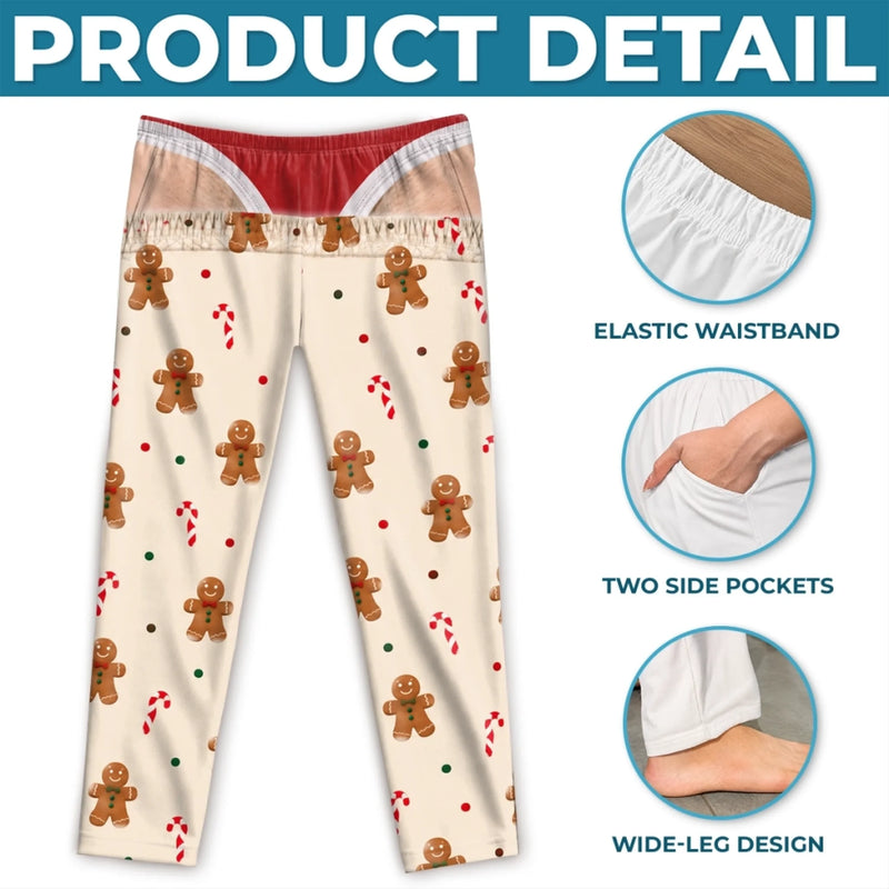 Personalized Pajama Pants - Christmas, Funny Gift For Men, Husband, Dad - Too Lazy To Be Naughty