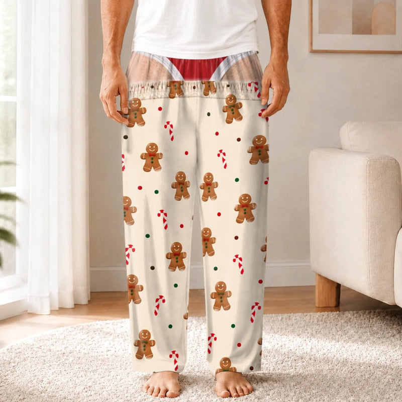 Personalized Pajama Pants - Christmas, Funny Gift For Men, Husband, Dad - Too Lazy To Be Naughty
