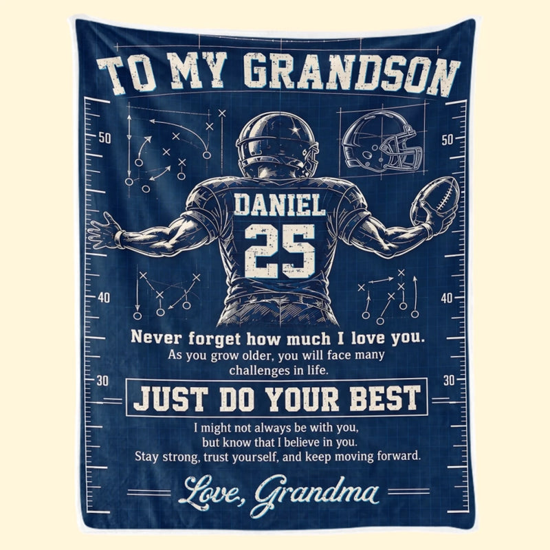 Personalized Blanket - Birthday Gift For Grandson, Son - Never Stop Chasing Your Dreams