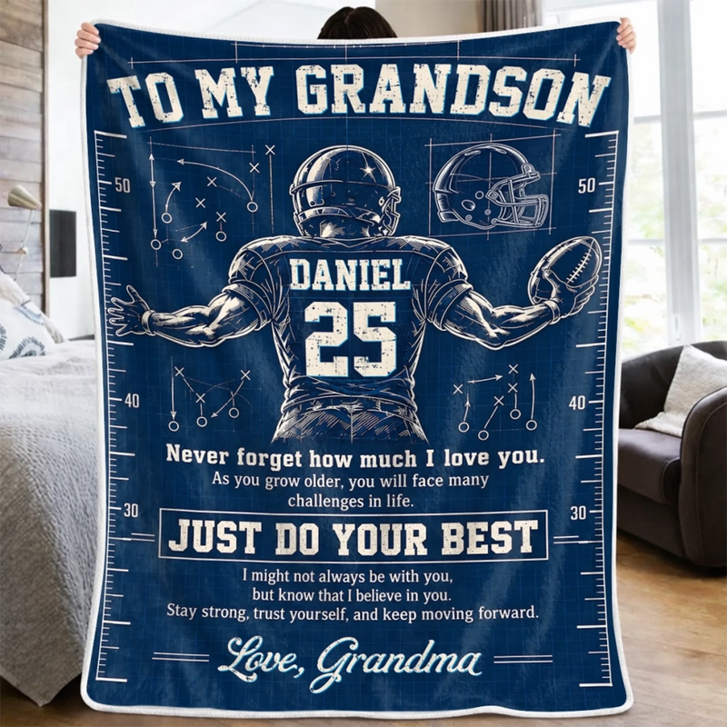 Personalized Blanket - Birthday Gift For Grandson, Son - Never Stop Chasing Your Dreams