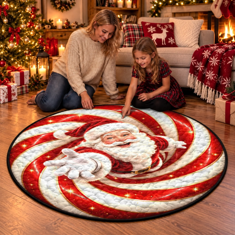 Personalized Quilted Round Mat - Christmas Gift For Family - Jolly All Season
